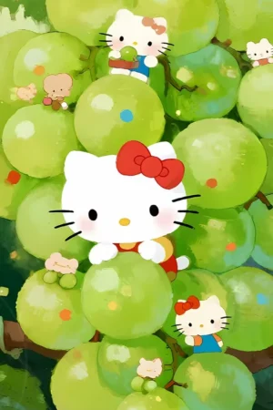 Alternative view of Grape Kitty Decorative Painting – Hello Kitty Limited Edition Wall Art | TOPGK& Xingkong Studio