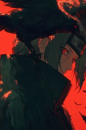 Itachi Uchiha & Crow Decorative Painting | Naruto Anime Wall Art 50×40cm |TOPGK& H-TWO Studio Limited Edition 88pcs
