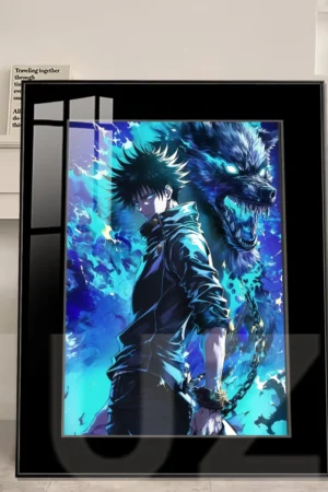 Jujutsu Kaisen – Megumi Fushiguro “Divine Dogs Awakening” Decorative Painting | JuZi Studio Framed Wall Art