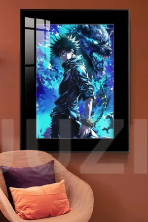 Alternative view of Jujutsu Kaisen – Megumi Fushiguro “Divine Dogs Awakening” Decorative Painting | JuZi Studio Framed Wall Art