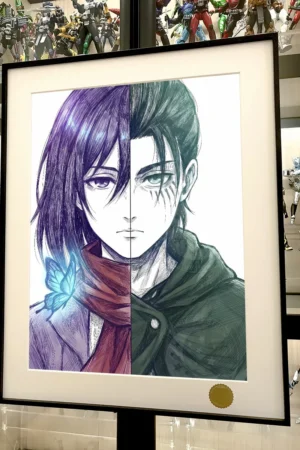 Mikasa Ackerman & Eren Yeager Together Decorative Painting | Attack on Titan Wall Art | Xingkong Studio 66pcs Limited