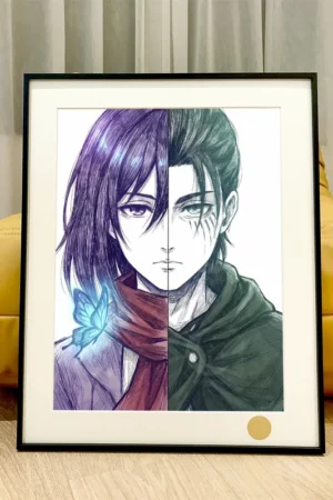 Alternative view of Mikasa Ackerman & Eren Yeager Together Decorative Painting | Attack on Titan Wall Art | Xingkong Studio 66pcs Limited