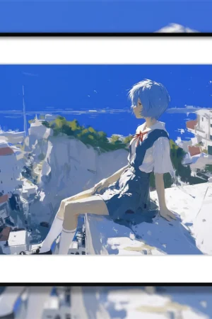 Neon Genesis Evangelion” Rei Ayanami Blue Sky Edition Limited Framed Artwork H-TWO Studio & TOPGK