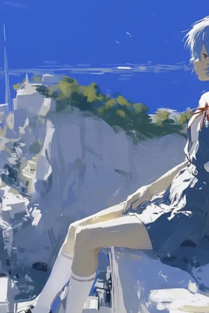 Alternative view of Neon Genesis Evangelion” Rei Ayanami Blue Sky Edition Limited Framed Artwork H-TWO Studio & TOPGK