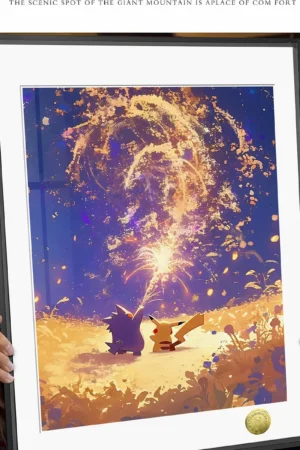 Alternative view of Pikachu × Gengar “Summer Fireworks” Limited Decorative Painting — Pokémon | HuangGua Studio × TOPGK