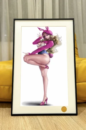 Alternative view of Pink Rabbit Kim Mi-jung Decorative Painting  A Wonderful New World – Xingkong Studio Limited Edition Art Print