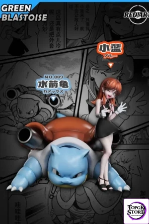 Alternative view of Special Edition Green X Blastoise Pokémon - Red Art Studio