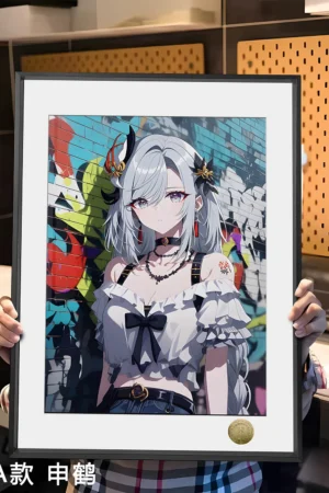 Alternative view of Shenhe & Ganyu & Ningguang Decorative Painting (A3 & 4K) – Genshin Impact Limited Wall Art | HuangGua Studio