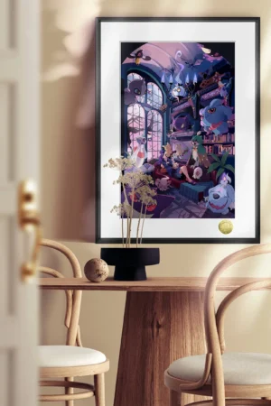 Alternative view of Spooky House Decorative Painting – Pokémon Limited Edition Wall Art (A3 & 4K) | HuangGua Studio
