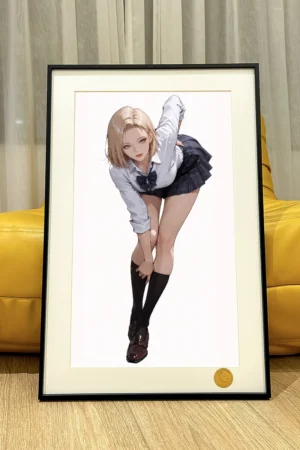 Alternative view of Stooping Android 18 Decorative Painting – Dragon Ball Limited Edition Wall Art | Xingkong Studio