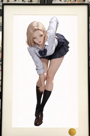 Stooping Android 18 Decorative Painting – Dragon Ball Limited Edition Wall Art | Xingkong Studio