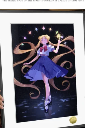 Alternative view of Usagi Tsukino Moonlight Decorative Painting | Sailor Moon A3 & 4K Anime Wall Art | HuangGua Studio 88pcs Limited