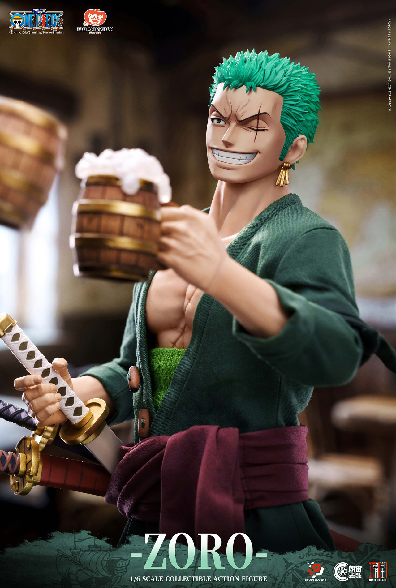 Pixel Poses × Cosmic Creations × JIMEI PALACE Studio Roronoa Zoro 1/6 Platinum Silicone Action Figure - Image 6
