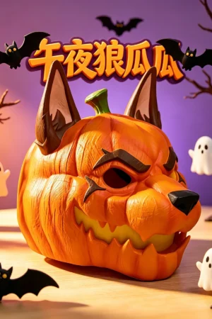 Alternative view of Halloween Demon Pumpkin Calcifer Mask Statue (Cosplay Prop) - Chai Don Studio