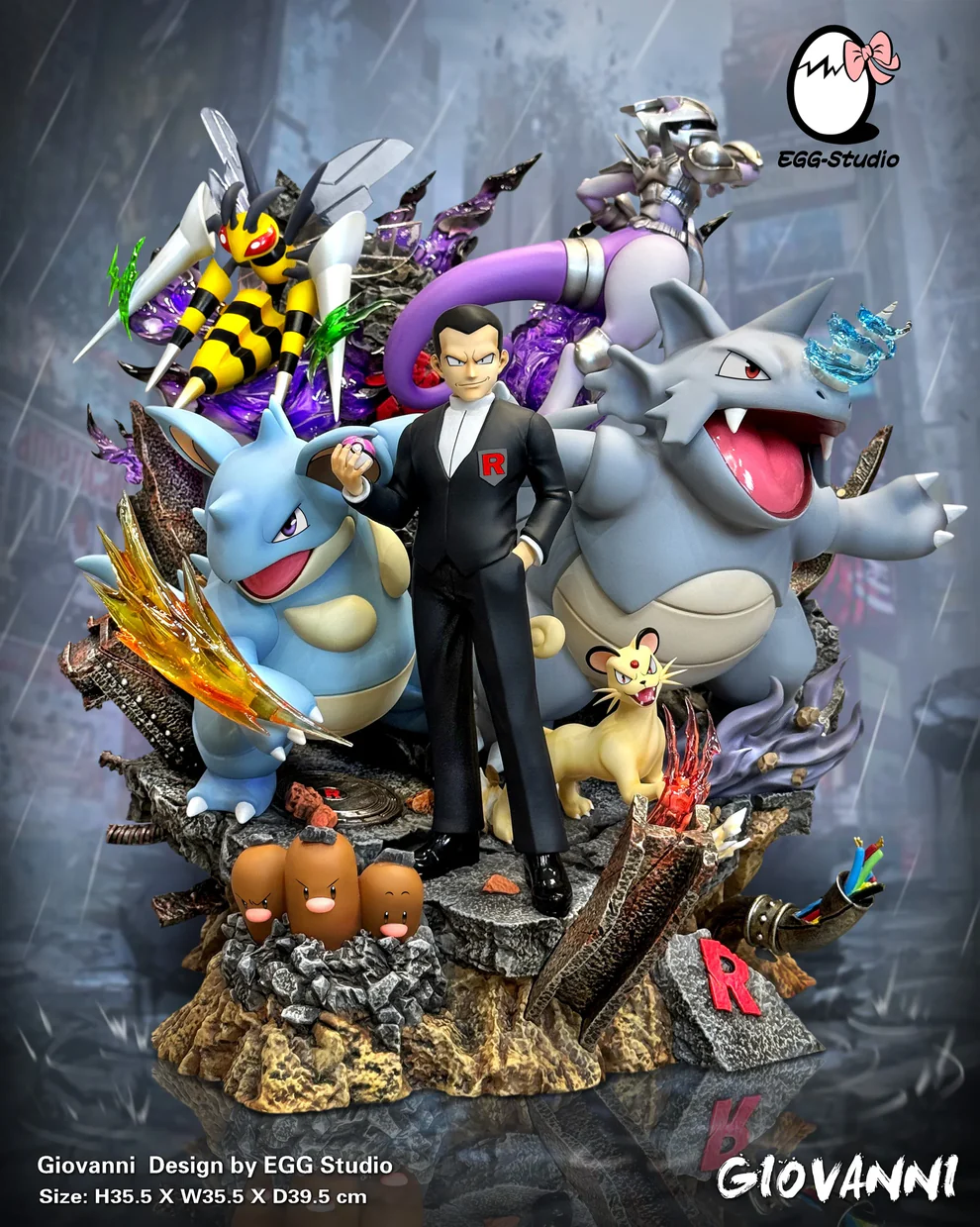 Pokémon – Giovanni & Team Rocket Elite Pokémon Diorama – EGG Studio