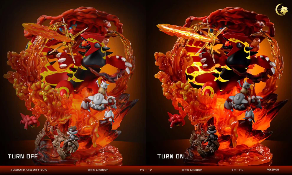 Pokémon – Primal Groudon LED Volcano Diorama Statue Limited Edition – Crescent Studio - Image 5