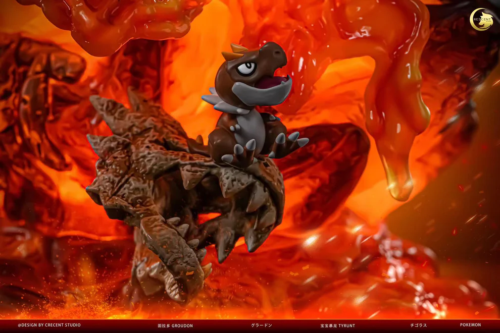 Pokémon – Primal Groudon LED Volcano Diorama Statue Limited Edition – Crescent Studio - Image 9