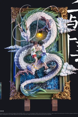 Alternative view of Spirited Away – Chihiro & Haku Diorama Statue – White Deer Studio
