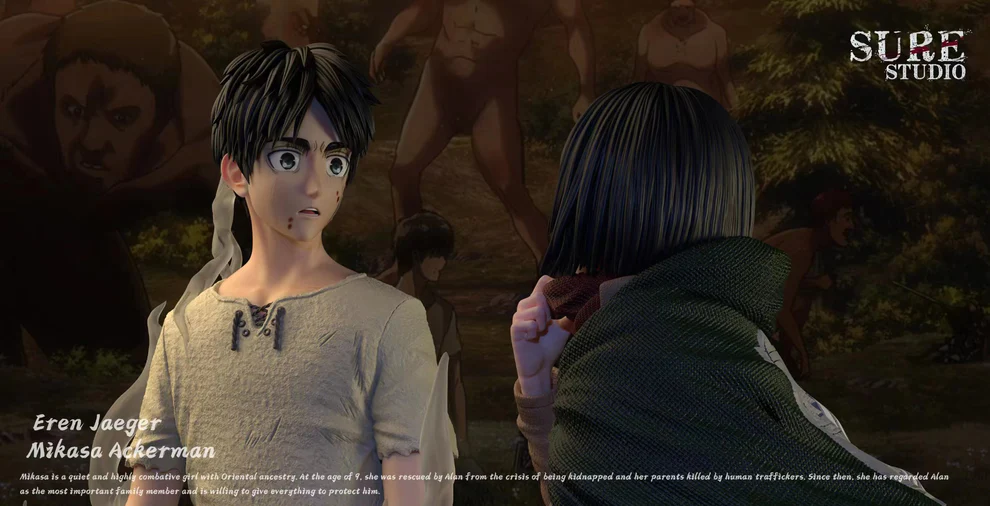 Attack on Titan – Eren Yeager & Mikasa Ackerman Emotional Scene 1/6 Scale Statue – Sure Studio - Image 6