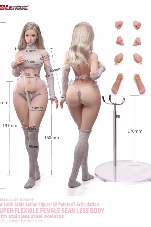 TBLeague – 1/6 Narrow Shoulders × Curvy Hips Female Body Platinum Silicone Sex Doll Seamless Female Body Series