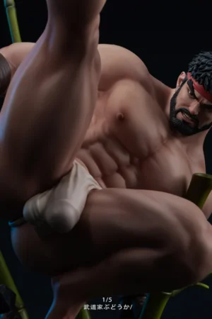 Alternative view of Street Fighter – Ryu High Kick Combat Pose 1/6 Scale Hyper-Realistic Muscle GK Statue – Zero Point Studio Limited Edition Resin Figure