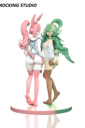 Zhu Yi Wan Jia Studio – Furry Sylveon x Leafeon Pokémon Themed Resin Collectible