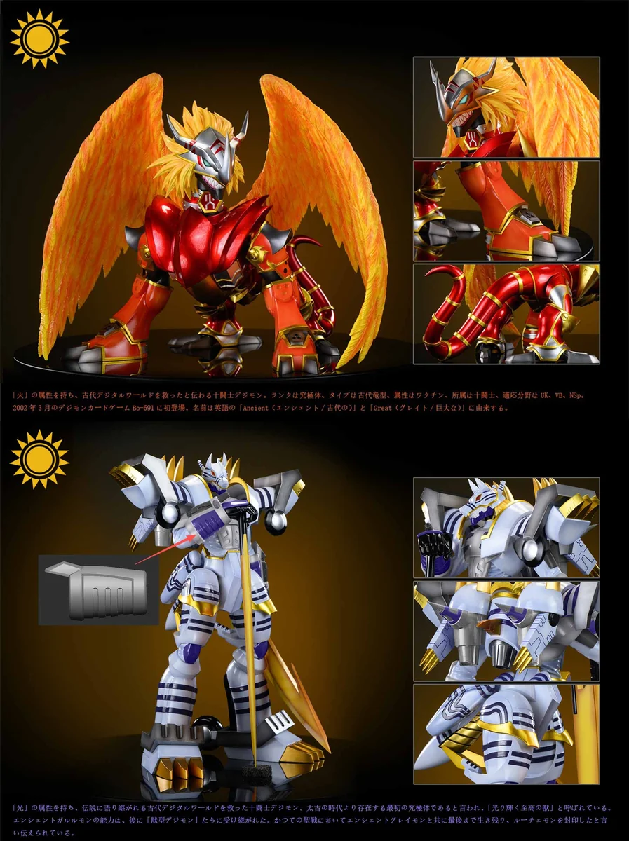 Sun Toys Studio – AncientGreymon X AncientGarurumon Digimon | Dual Display Premium Resin Diorama