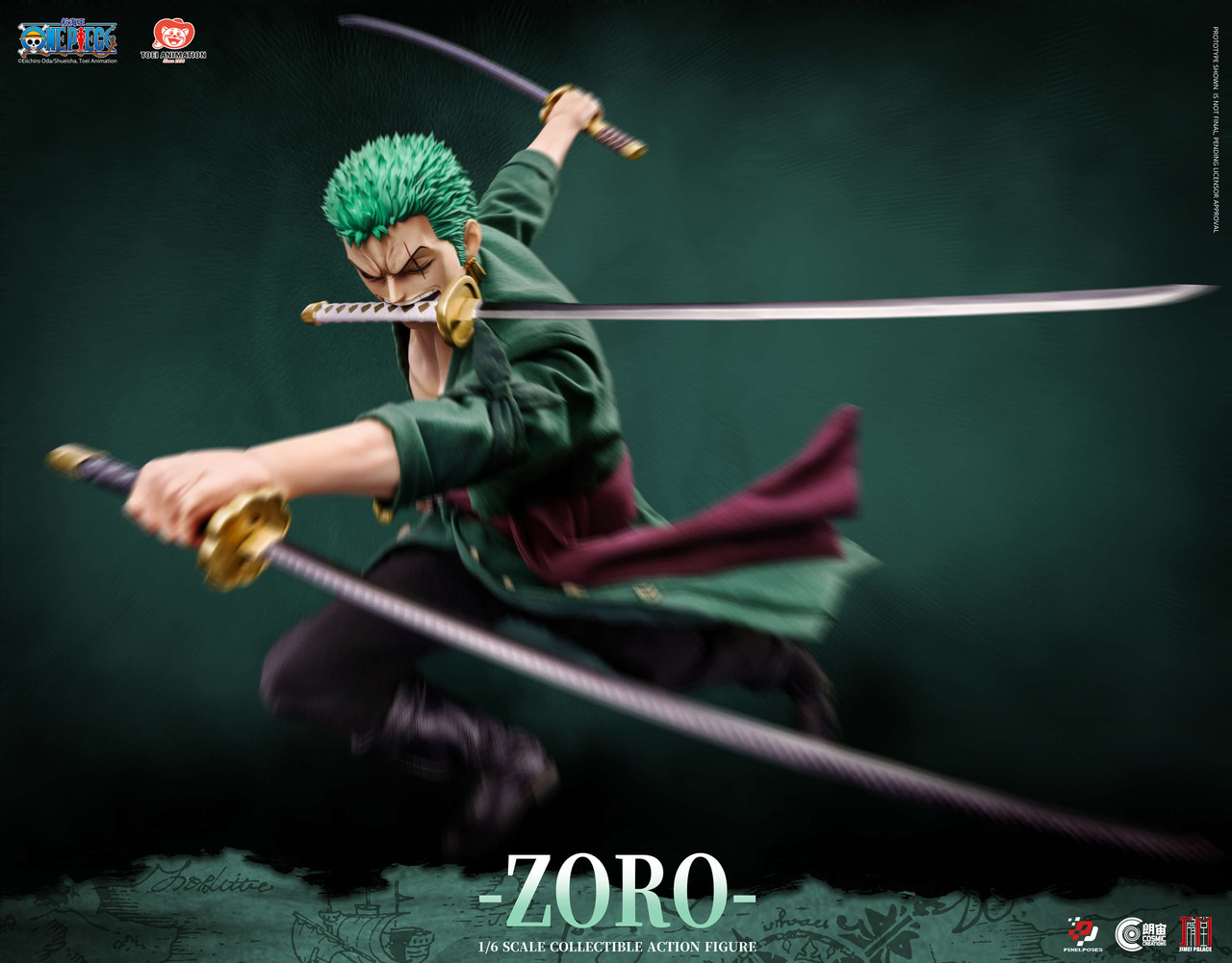 Pixel Poses × Cosmic Creations × JIMEI PALACE Studio Roronoa Zoro 1/6 Platinum Silicone Action Figure - Image 3