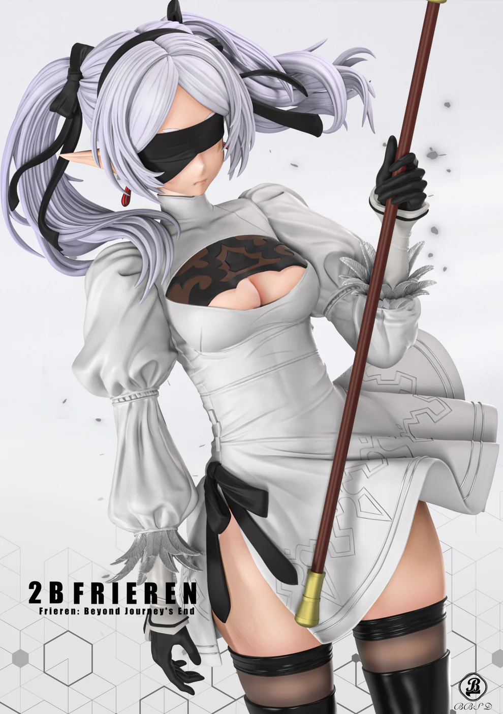 Frieren × 2B (NieR: Automata) Cross Cosplay 1/6 Scale Statue – BBSD Studio Limited Edition - Image 3