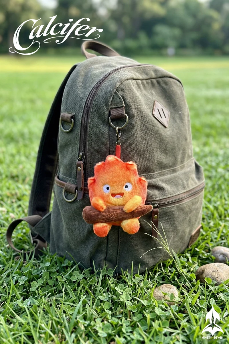 NINETY SEVEN Studio – Calcifer Plush Pendant Howl’s Moving Castle Collectible Display Set - Image 3