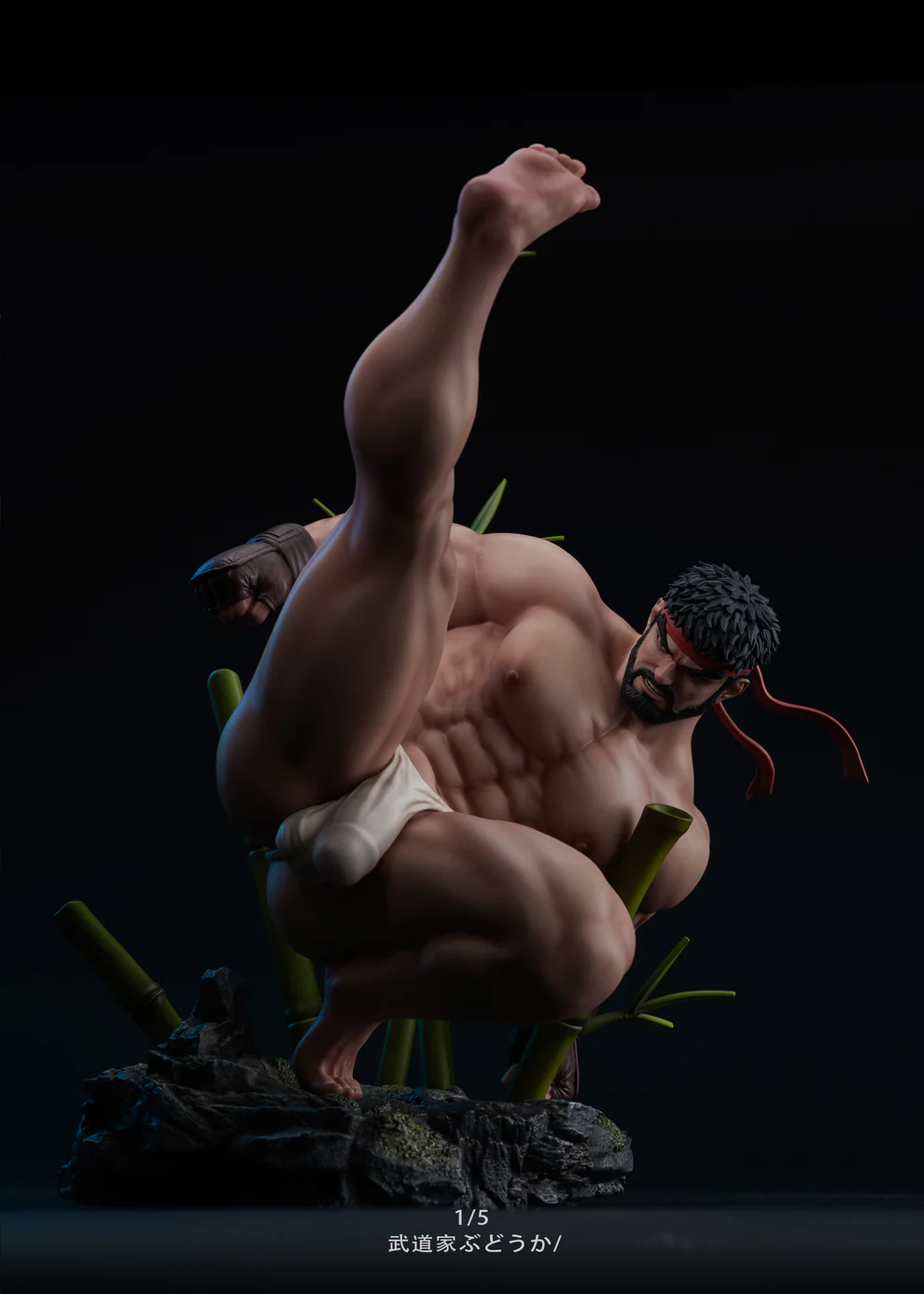 Street Fighter – Ryu High Kick Combat Pose 1/6 Scale Hyper-Realistic Muscle GK Statue – Zero Point Studio Limited Edition Resin Figure - Image 3