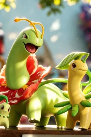 Miao Miao House Studio – Meganium Evolution Set Pokémon 1/20 Scale Resin Evolution Diorama