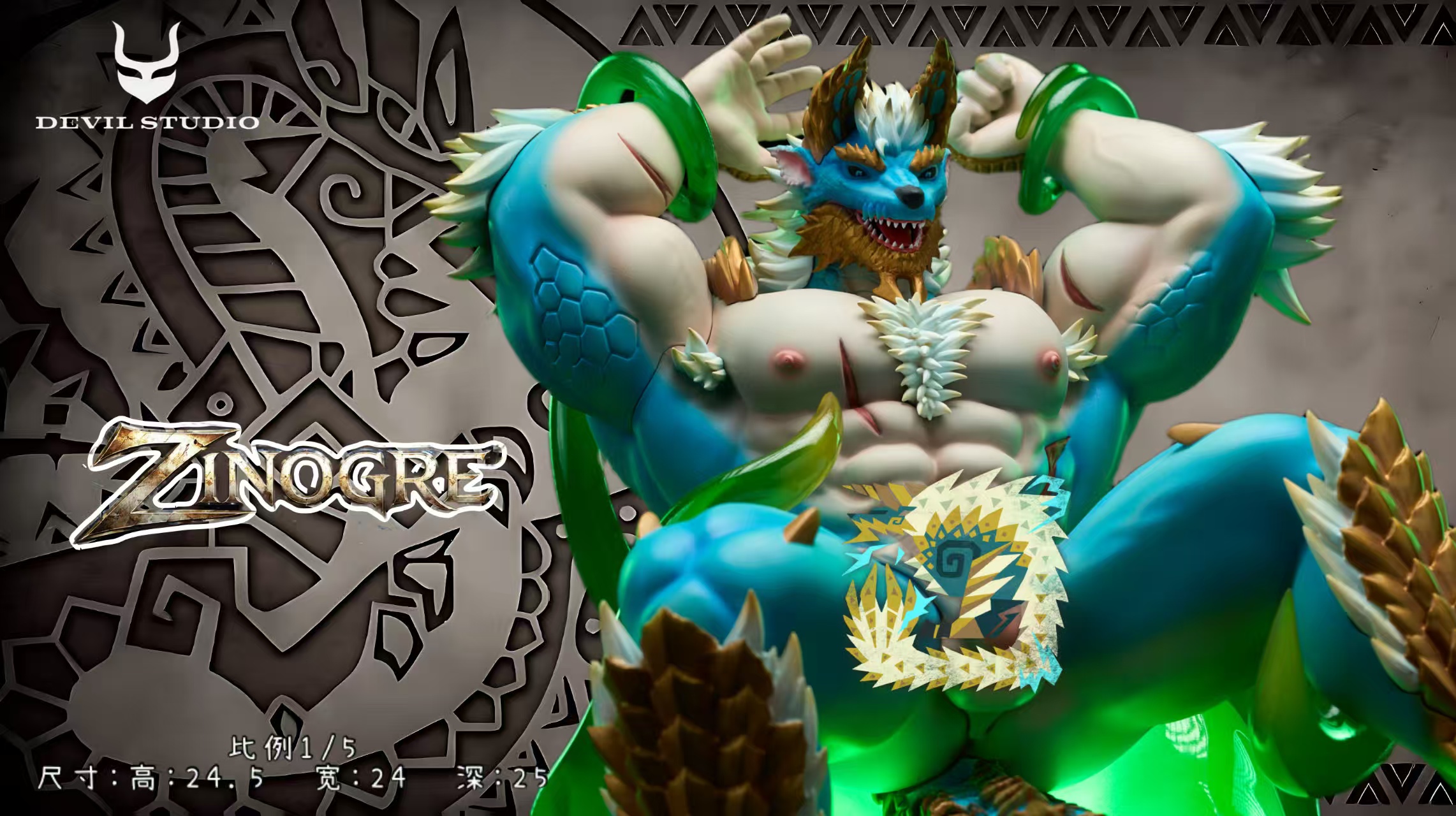Devil Studio – Defeated Zinogre Monster Hunter 15 Scale TOPGK Resin Furry Statue