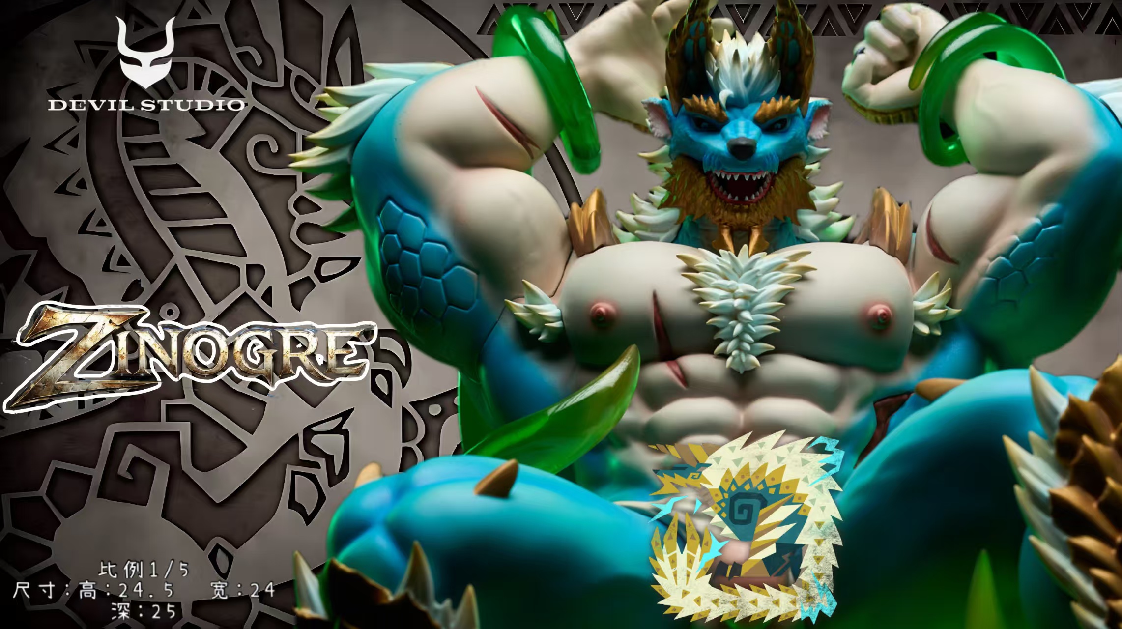 Devil Studio – Defeated Zinogre Monster Hunter 15 Scale TOPGK Resin Furry Statue