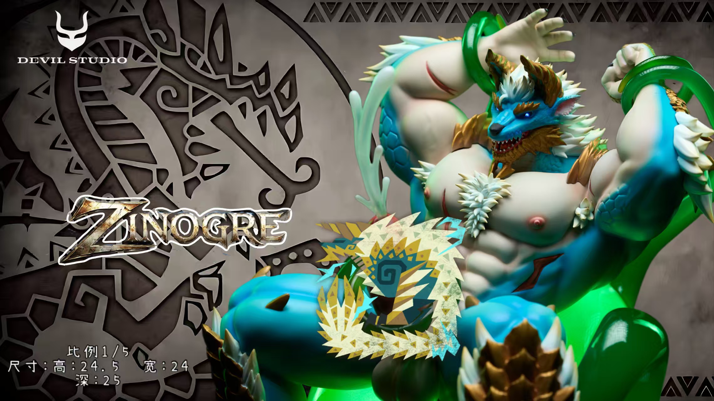 Devil Studio – Defeated Zinogre Monster Hunter 15 Scale TOPGK Resin Furry Statue