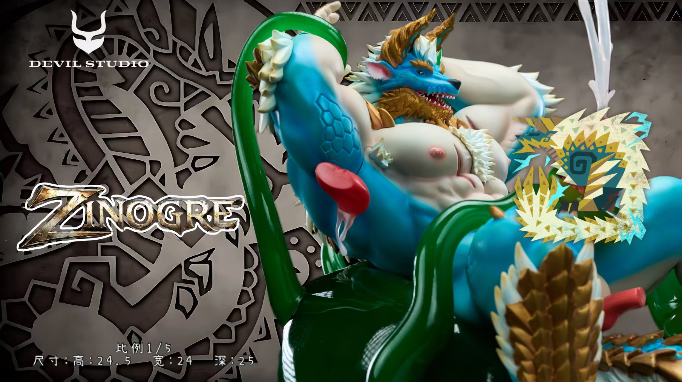 Devil Studio – Defeated Zinogre Monster Hunter 15 Scale TOPGK Resin Furry Statue