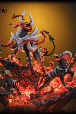 Pokémon – Houndour → Houndoom → Mega Houndoom Evolution Line 1/6 Scale LED Fire Effect GK Diorama – Fantasy Studio Limited Edition Resin Figure