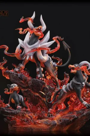Alternative view of Pokémon – Houndour → Houndoom → Mega Houndoom Evolution Line 1/6 Scale LED Fire Effect GK Diorama – Fantasy Studio Limited Edition Resin Figure