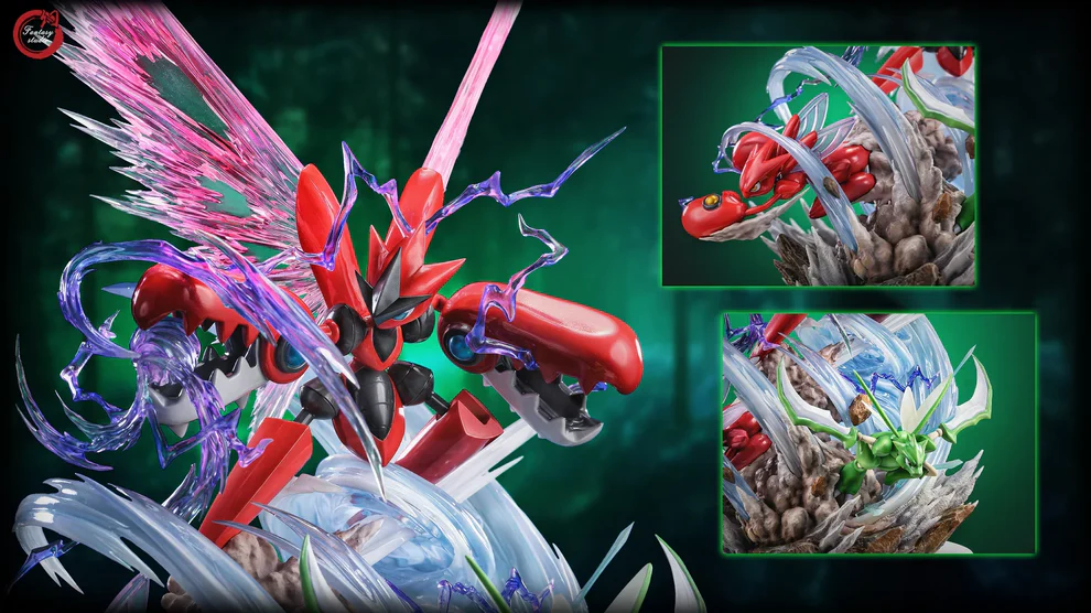 Pokémon – Scyther Evolution Line Anniversary Statue (Scyther & Scizor / Shiny Scizor Ver.) – Fantasy Studio - Image 4