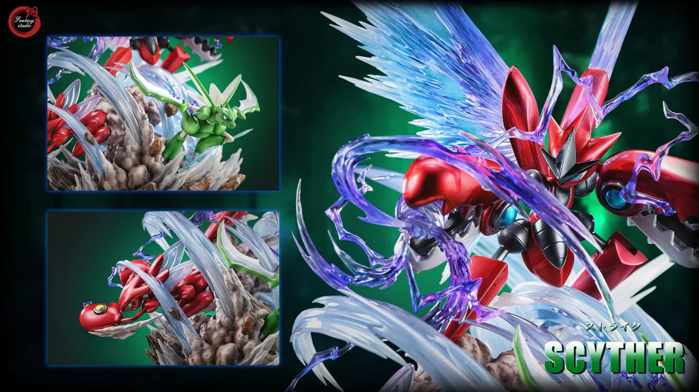 Pokémon – Scyther Evolution Line Anniversary Statue (Scyther & Scizor / Shiny Scizor Ver.) – Fantasy Studio - Image 3