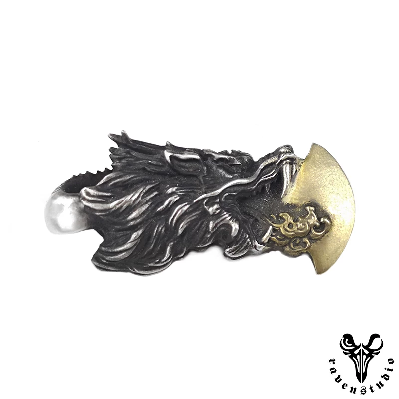 Raven Studio (silver jewelry) - Original Exclusive Design Chinese Style "Dragon Soul" Dragon Axe Pendant Original - Image 5