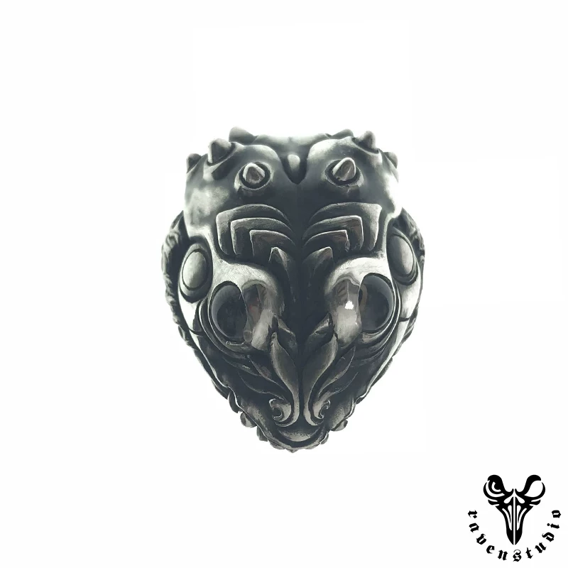Raven Studio (silver jewelry) - Original Design "Forest Watcher" Toad Ring Original - Image 7