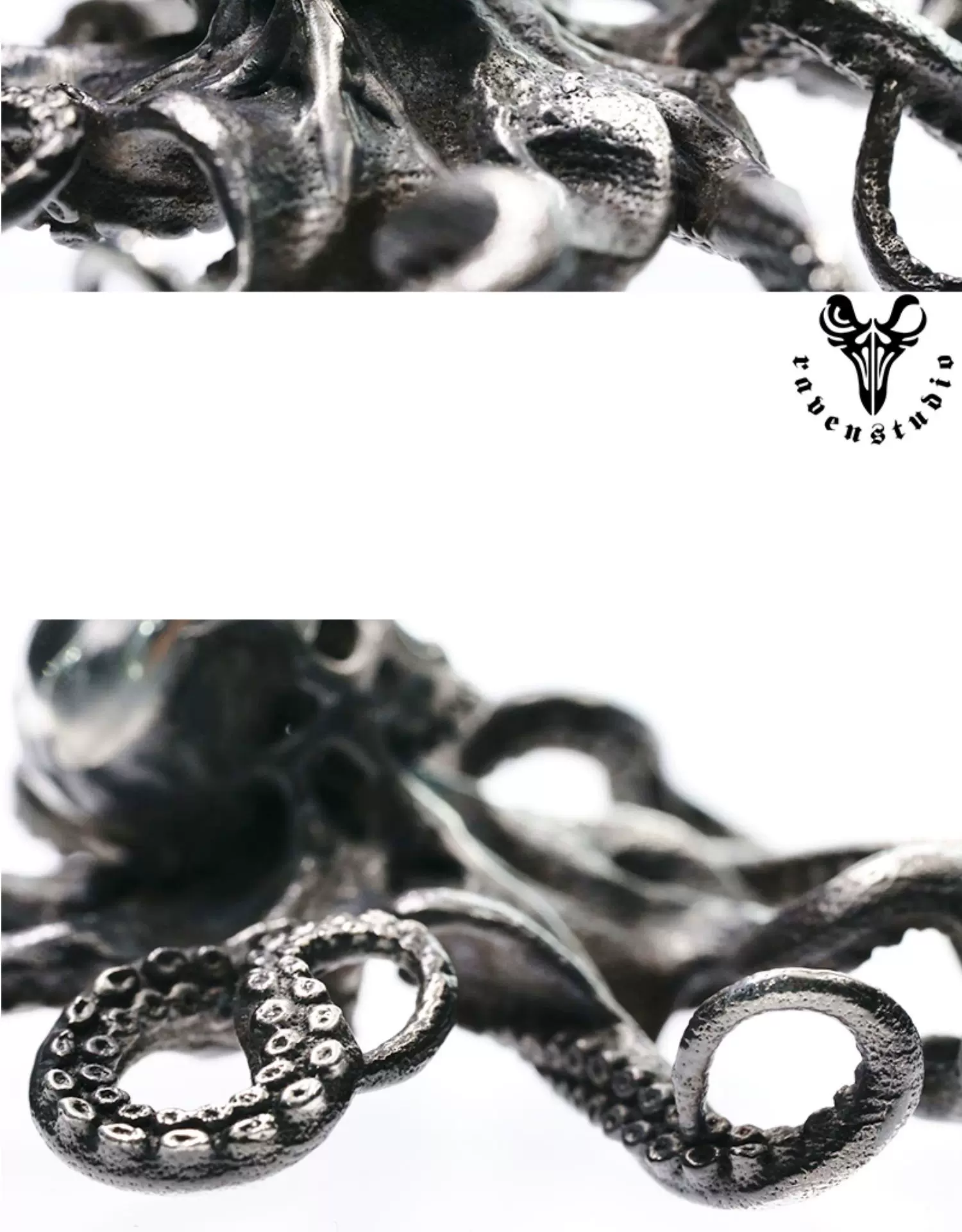 Raven Studio (silver jewelry) - Original Dark Skull Octopus Pendant Original - Image 7