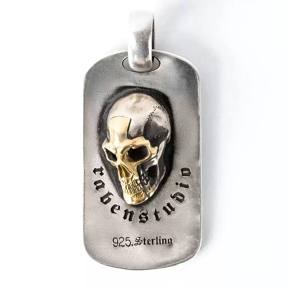 Raven Studio (silver jewelry) - RS Skull Series "Radiant Traveler" Dog Tag Pendant Original - Image 4