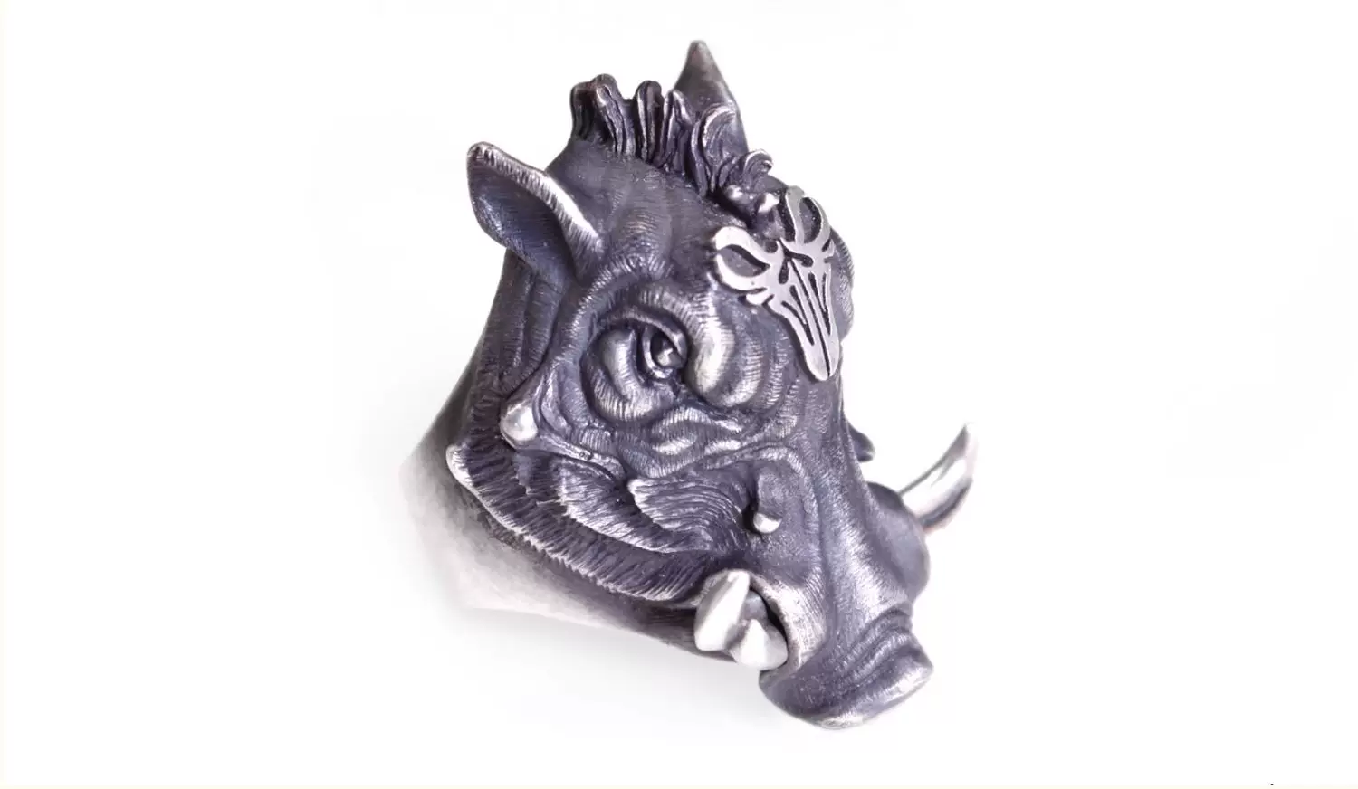 Raven Studio (silver jewelry) - Original Wild Boar Rider Men's Ring Original - Image 7