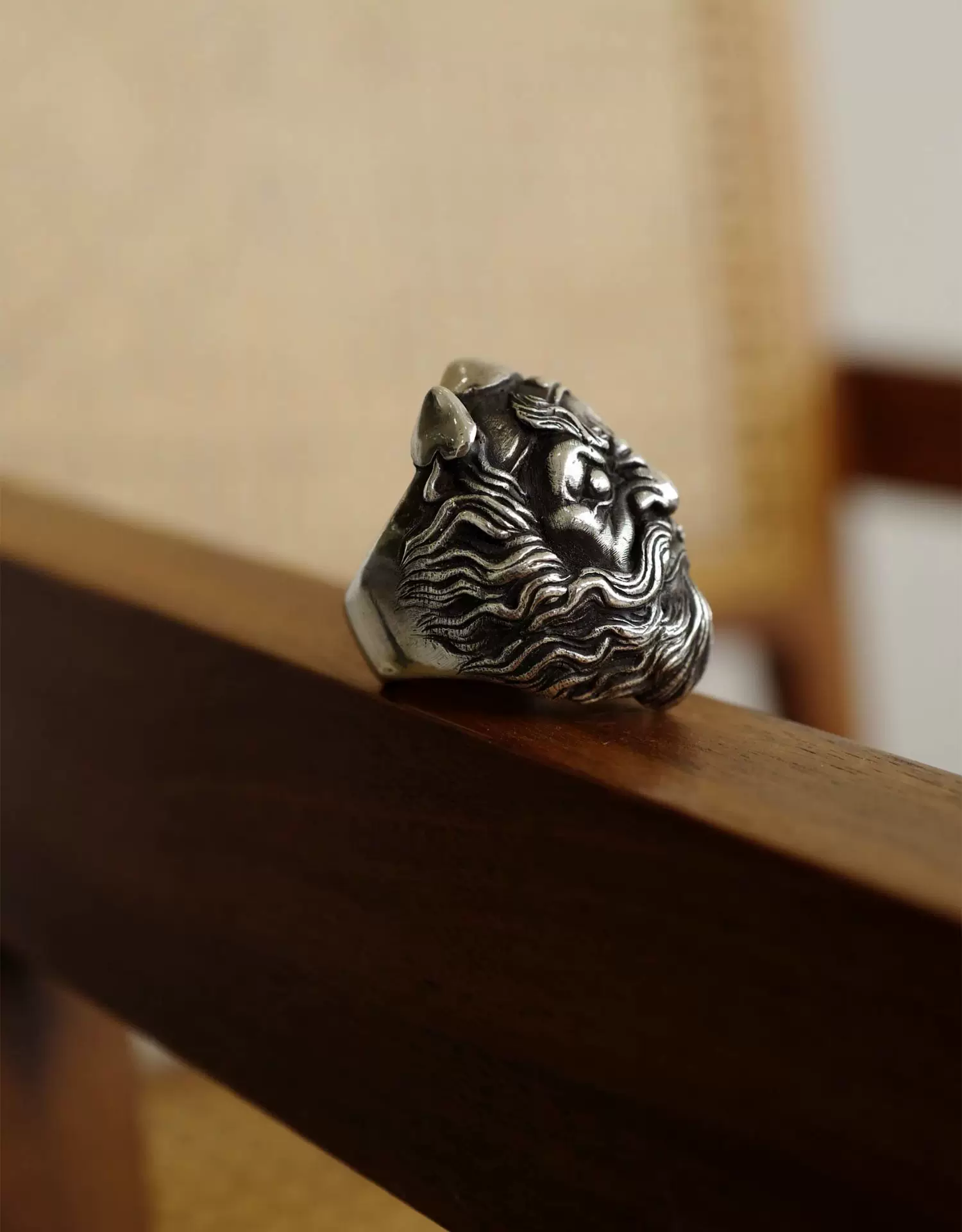 Original Custom Design Zhong Kui Ring - Raven Studio (silver jewelry) - Image 4