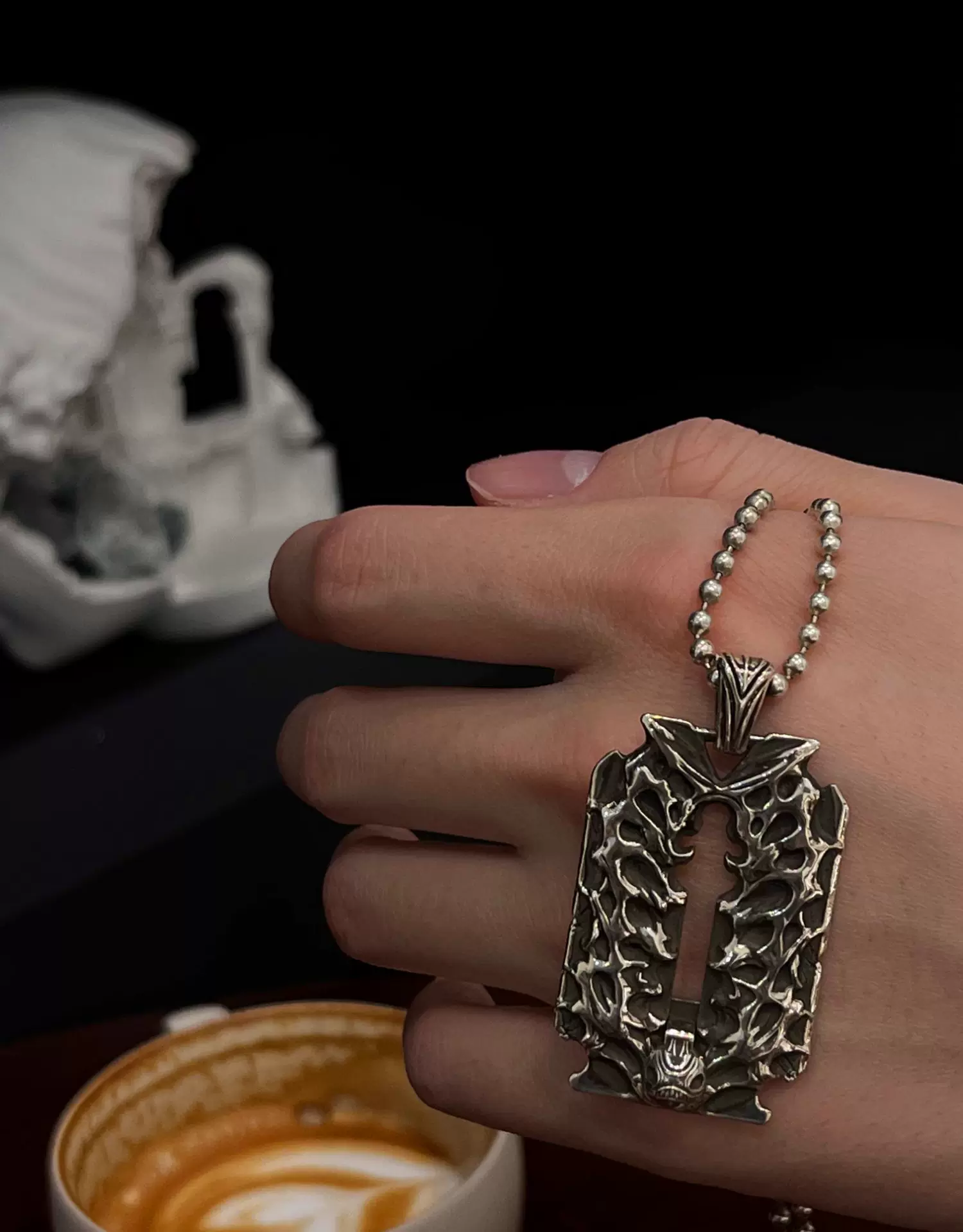Raven Studio Silver Jewelry – Original “Bad Guys Alliance” Piranha Detachable Blade Pendant, Handmade Sterling Silver Punk Necklace - Image 2