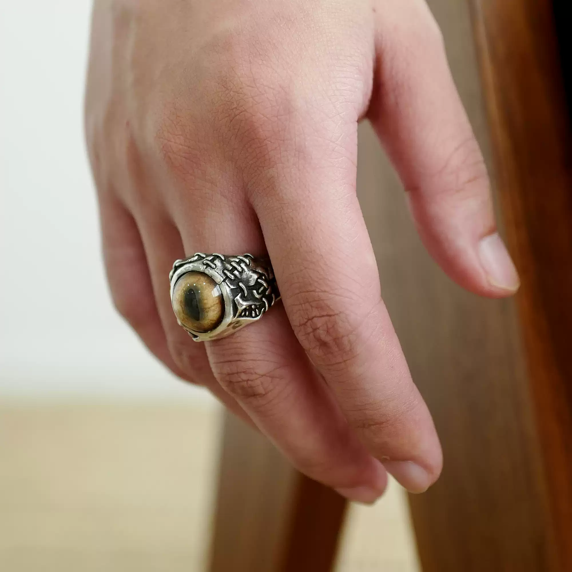 Raven Studio (silver jewelry) - Exclusive Design Demon Skin Prosthetic Eye Ring Original - Image 9