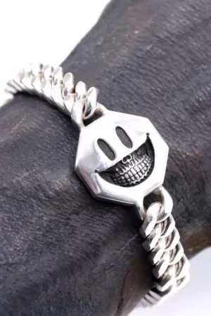Alternative view of Raven Studio (silver jewelry) - Original Design Ron English Smiley Skull Bracelet Original