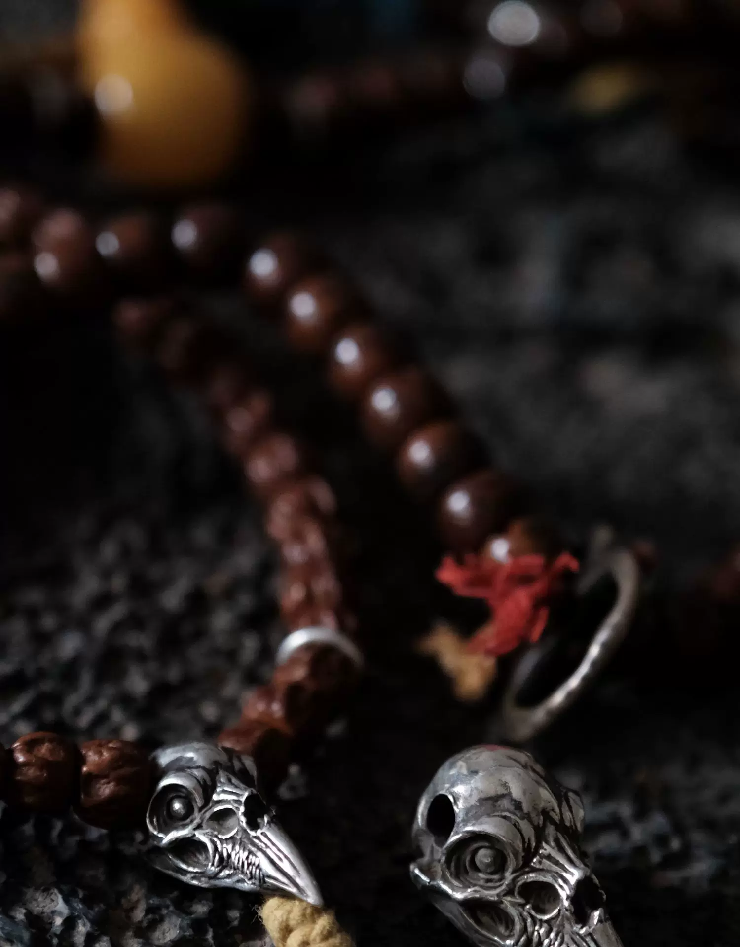 Raven Studio (silver jewelry) - Crow Skull Prayer Bead Bracelet Pendant Original - Image 5